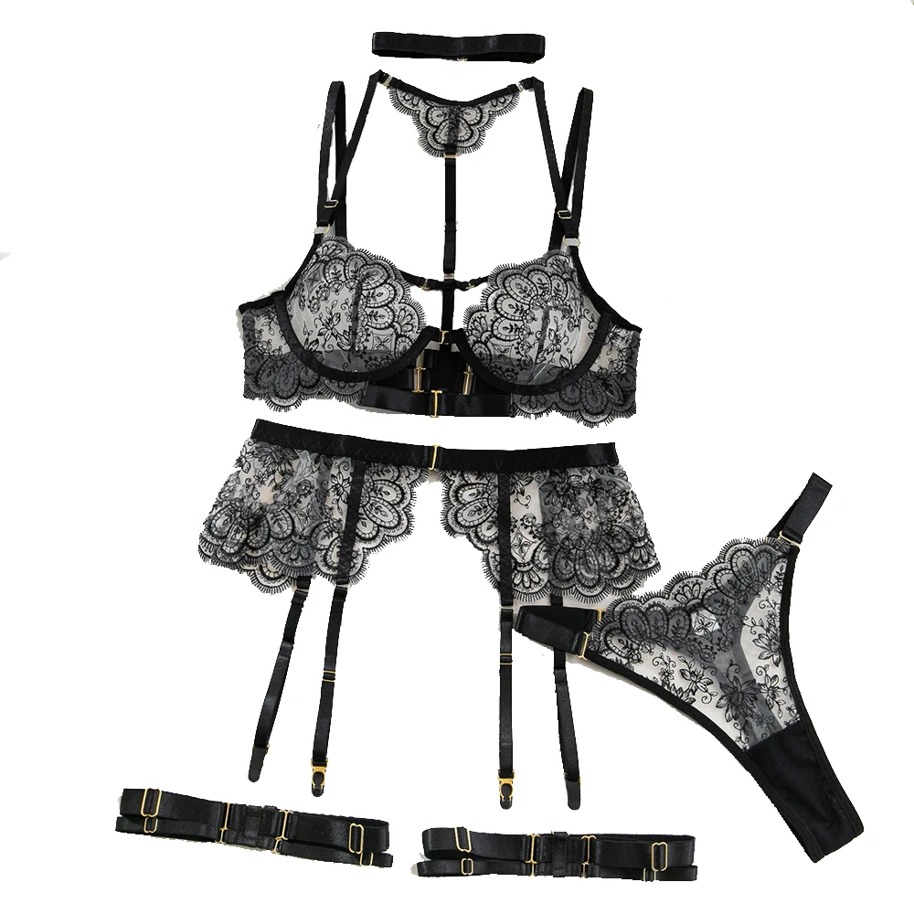 

Women Sexy Lingerie Halter Love Patchwork Split Kit Hollowout Bandage Skinny Exposed Navel Hot Interesting Erotic Adult Suit