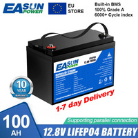 EASUN 100AH 200AH LiFePO4 Battery 12V 24V Lithium Iron Phosphate Batteries Cycles Touring Car Solar RV Campers EU Stock Tax Free