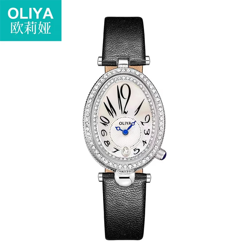 Light luxury queen series ladies watch diamond-encrusted craft waterproof durable leather strap business sapphire ladies watch