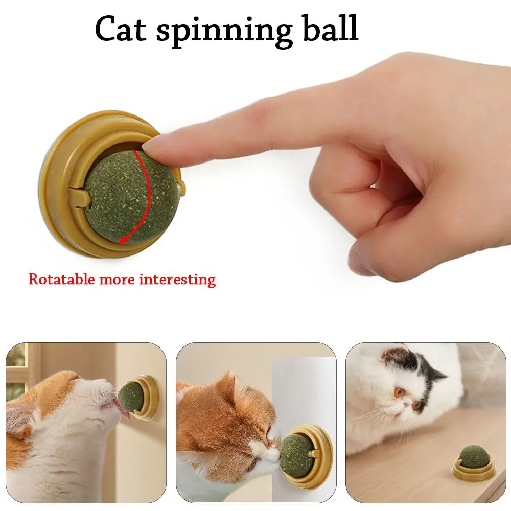 Natural Catnip Cat Wall Stick-on Ball Toy Treats Healthy Natural Removes Hair Balls to Promote Digestion Cat Grass Snack Pet