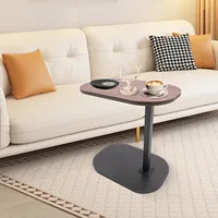 45-80 cm Adjustable Height C Mobile Desk, Wooden Side Tables with Wheels, C-Shape Laptop Table, Coffee Table for Living Room
