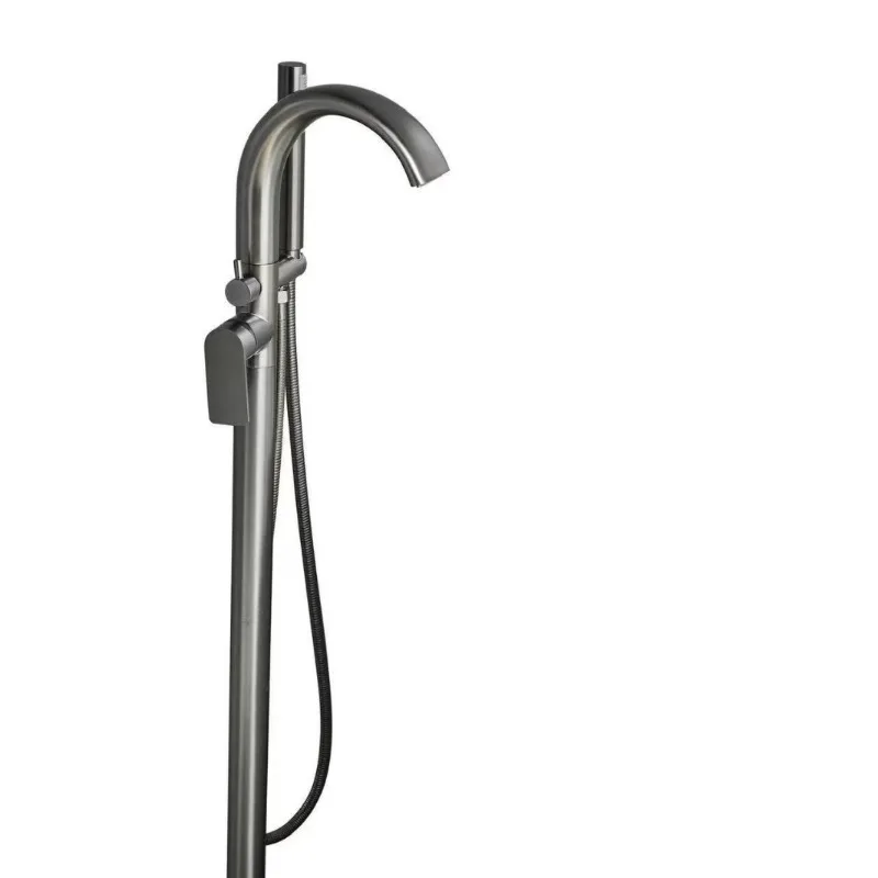 مجموعة صنبور خلاط حوض الاستحمام النحاسي القائم على الأرض مع رأس دش محمول بالماء الساخن البارد #3