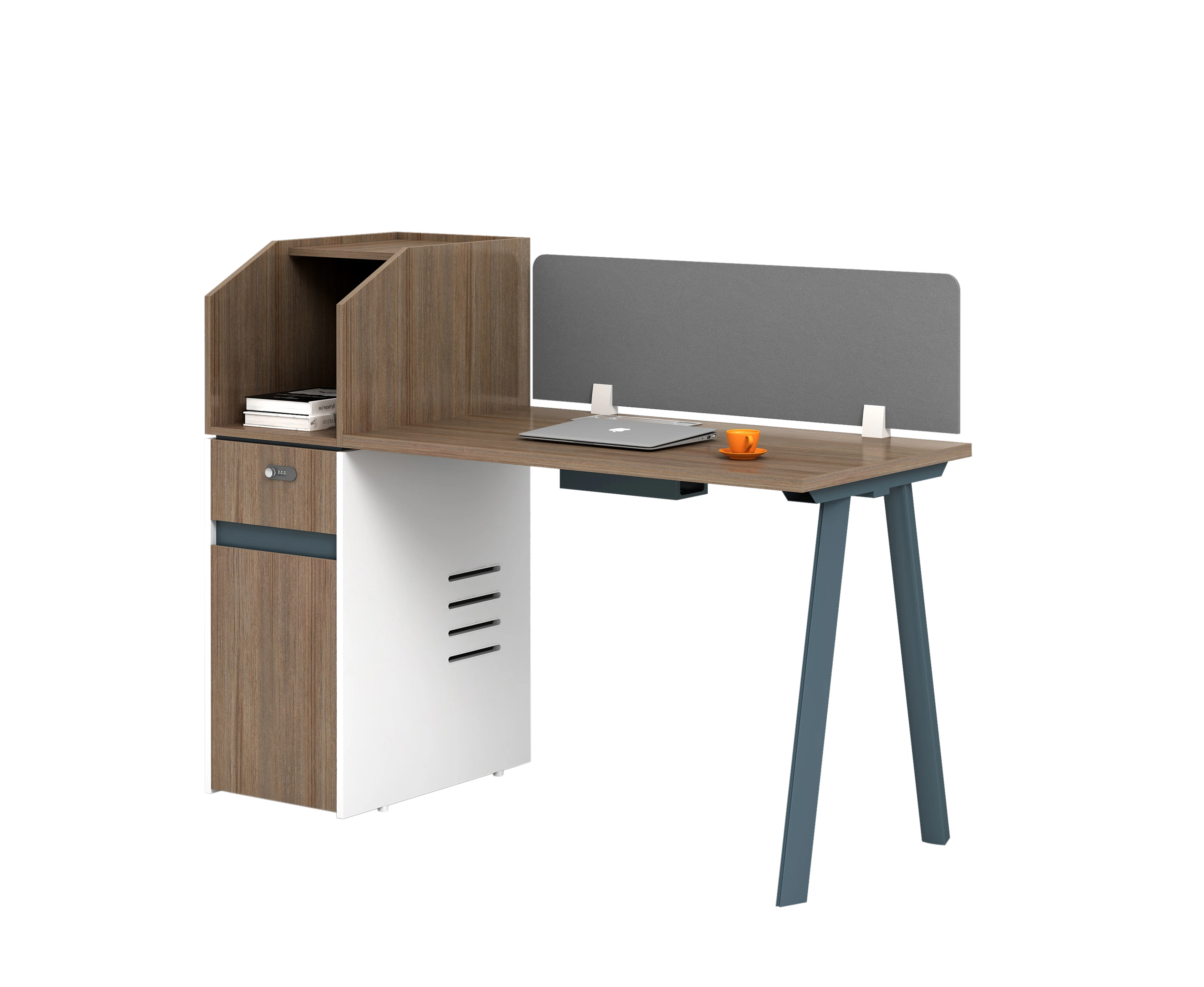 

Modern Design Office Desk with Steel Legs Good Selling Staff Workstation Wood Material