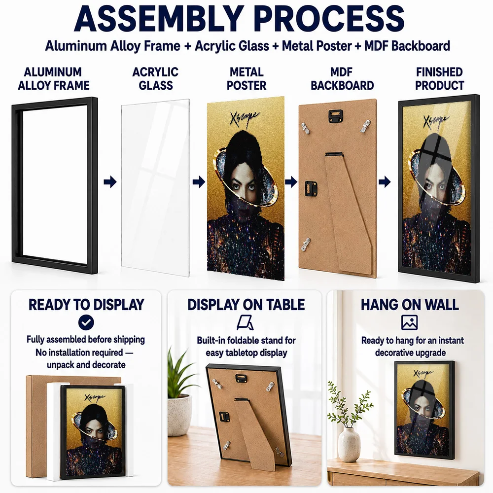 Michael Jackson Xscape Album Cover Framed Metal Poster Personalized Recording Tribute Wall Art Ideal For Music Fans In Home Bar
