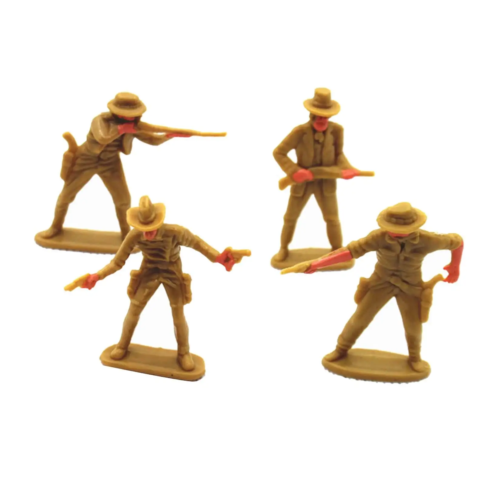 4x Simulation Cowboy People Figures Layout Miniature Scenes Decoration