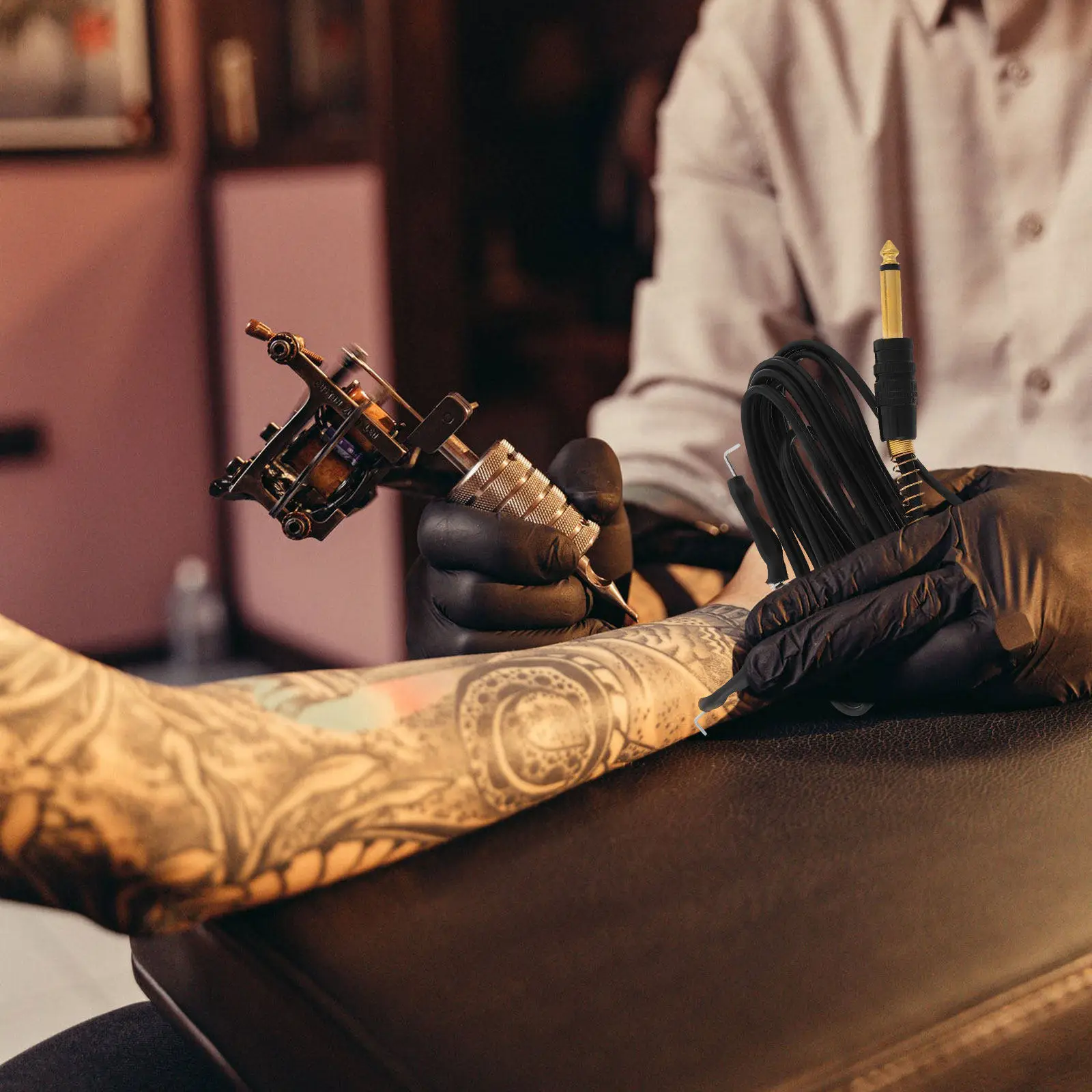 

Tattoo Machine Kit Thickened Plate Copper Frame Horn Design Precise Liner Operation Stable Connection Line Tattoo Tools