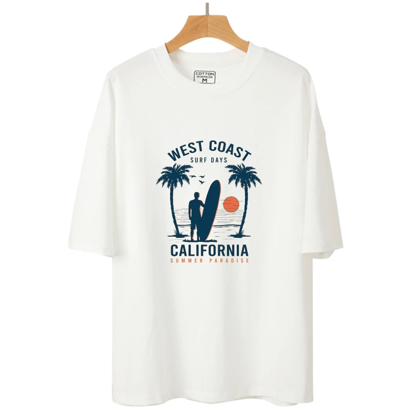 25cm Pen Drawing Beach Surfing Coconut Tree Sports Car DTF Heat Transfer Printing Stickers DIY Iron-on Backpack T-shirt Jacket