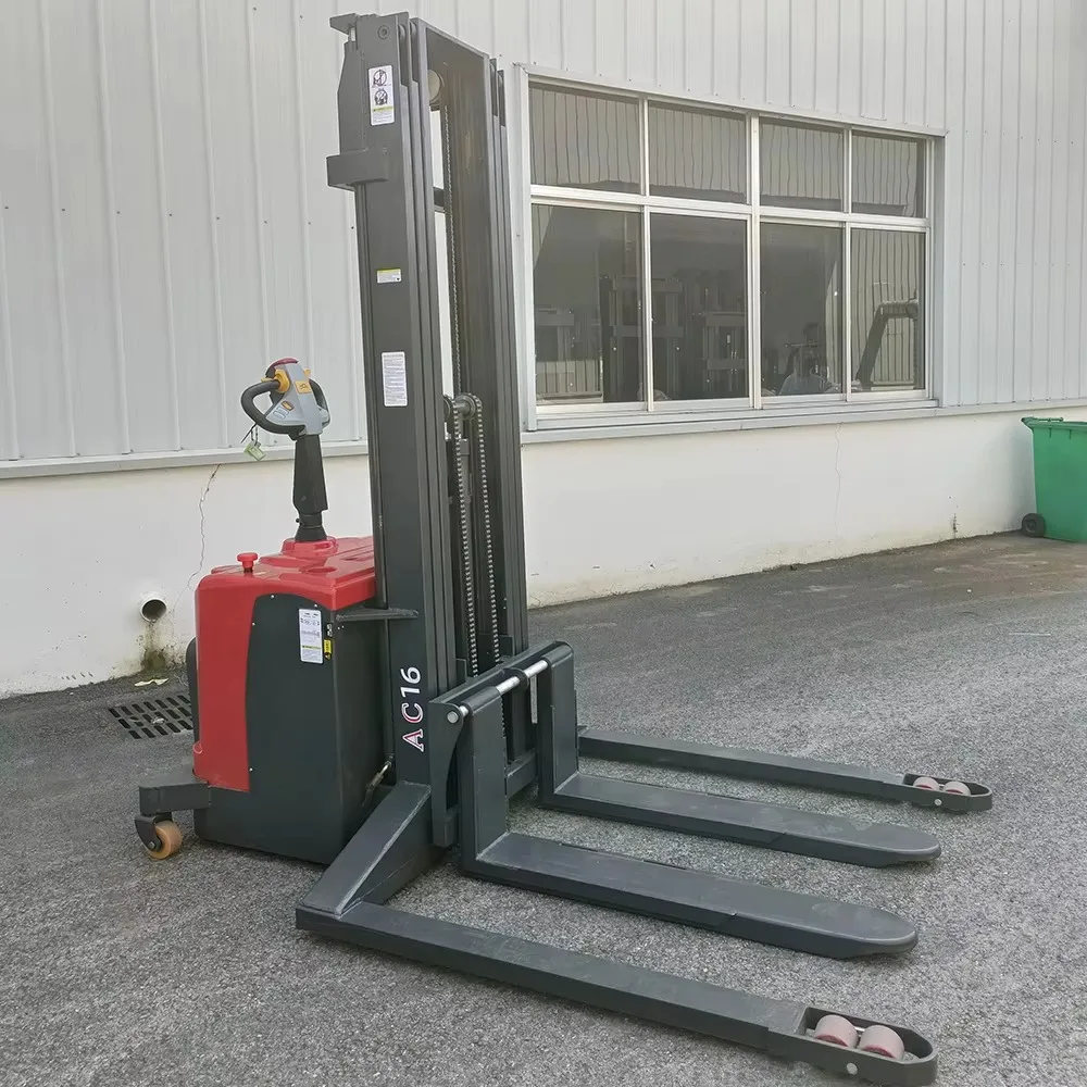 For 1.5 Ton 2 Ton Lifting Full Electric Stackers Pallet Stacker Walking Type Battery Stacking Truck Forklift