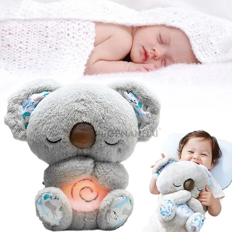 Muñeco de peluche de oso Koala transpirable, juguete relajante, música, compañero de sueño, sonido y luz, regalos de nacimiento, 32CM