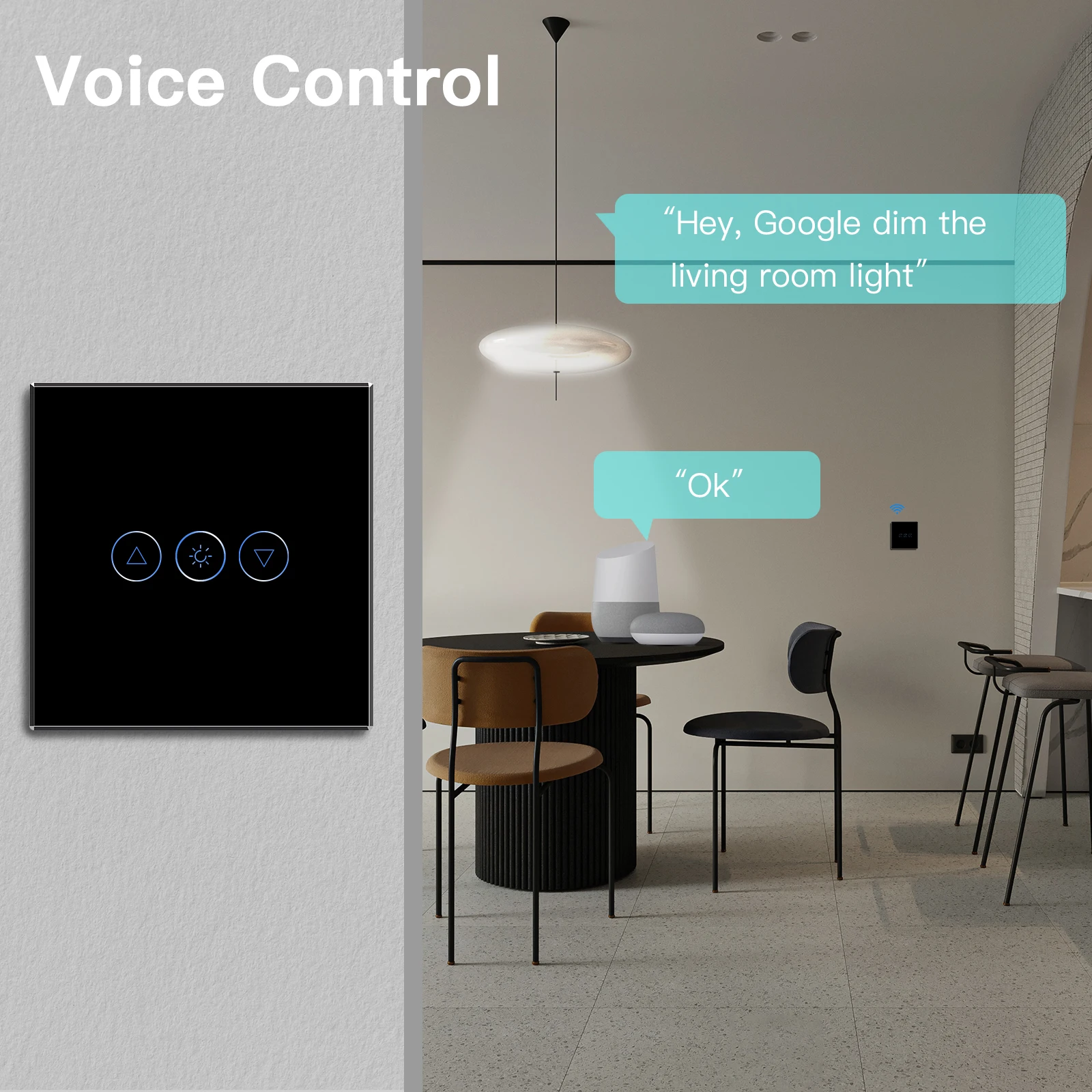 BSEED WIFI Dimmer Licht Schalter Smart Tuya Wand Dimmer Schalter APP Mit Neutral Blau Hintergrundbeleuchtung Schwarz Glas Dimmbare LED Licht – Detail 6