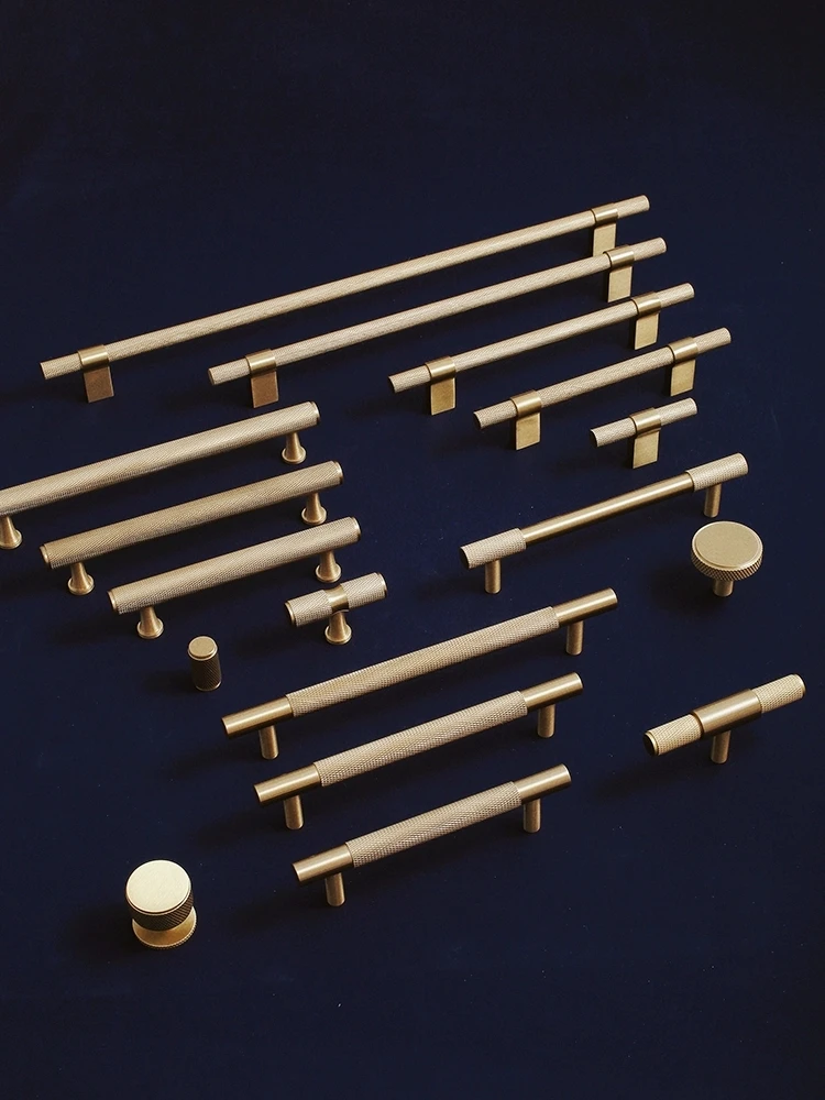 Furniture Nordic Solid Brass Rolled Flower Bedroom Wardrobe Handles Kitchen Cabinet Brass Gold Matte Drawer Long Handle Knobs