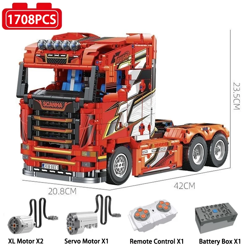 Technical Series City Cargo Truck Building Blocks High-Tech Heavy Truck Tractor Model Bricks Assemble Toys For Boy Xmas Gift MOC