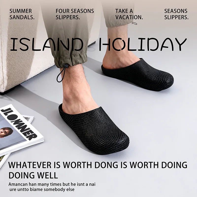 Men's Summer Breathable Clogs, Anti-Slip Outdoor Slip-On Sandals, Half-Cover Casual Work Shoes with Holes image 4