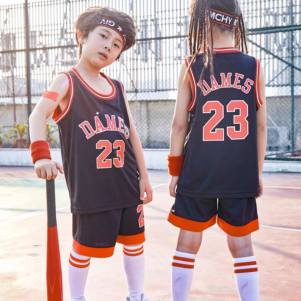 Children Basketball Jersey Suit Boy Girl 2023 Summer Sleeveless Vest & Shorts Quick-dry School Class Basketball Uniform Outfit