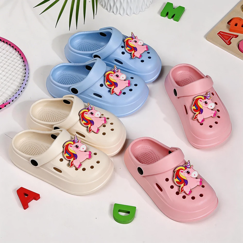 

Fashionable Children's Garden Sandals with Unicorn Design for Boys and Girls Outdoor Thick Soled Non Slip Slippers for Summer