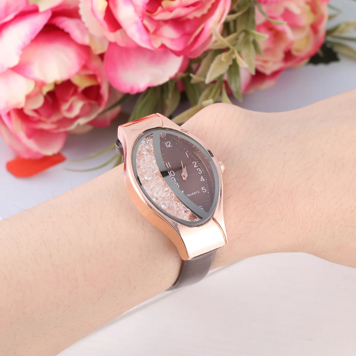 

Fashion Women Watch Quartz Brown Creative Wristwatch Birthday Gift Stylish Durable Comfortable Creative Women Watch