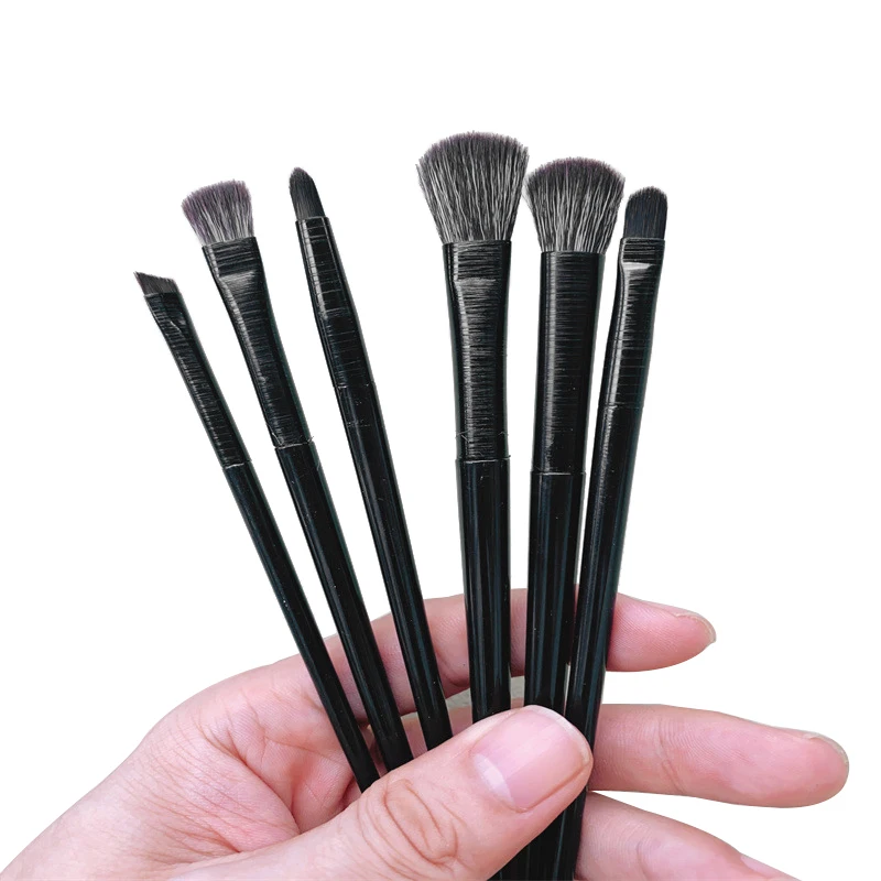Kit de brochas de maquillaje de ojos, 12 Uds., color negro, sombra de ojos, contorno de cejas, delineador de ojos, pelo de fibra sintética, mango cómodo, regalo para esposa y madre