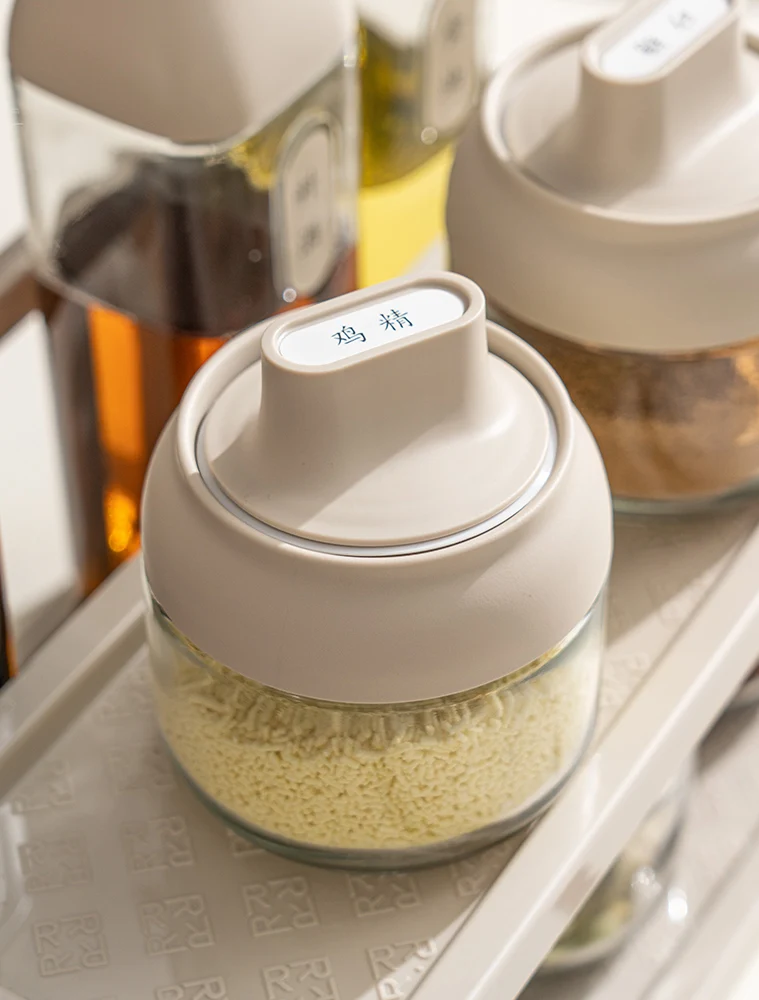 طقم تخزين للمطبخ من Onlycook، مجموعة أوعية زجاجية للتوابل وزجاجات للزيت، صندوق توابل محكم الإغلاق مع رف، وعاء ملح بتصميم مربع...