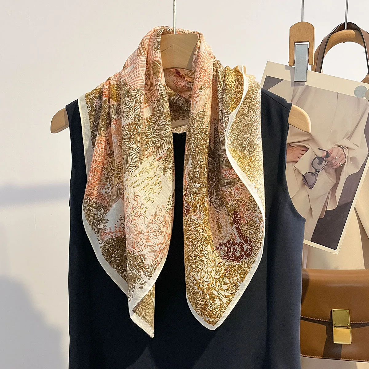 Fashion 70cm Cotton Square Scarf Women Floral Print Design Bandanas Lady Scarves Headband Accessories Handkerchief Hair