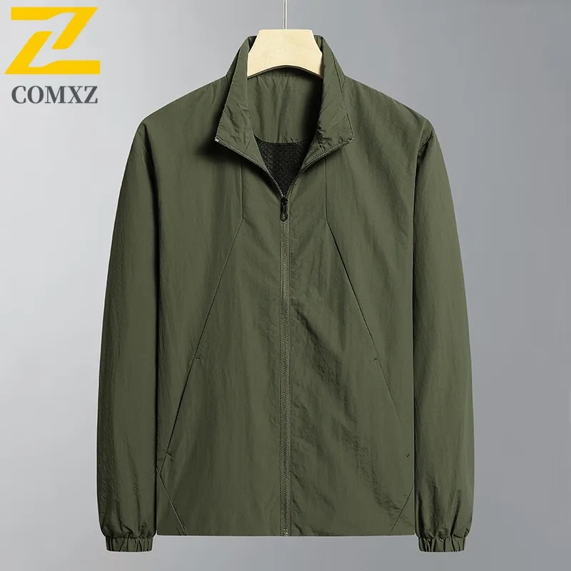 

COMXZ Men Coat Stand Collar Outdoor High Quality Hiking Travel Camping Lightweight Windbreaker Autumn Jacket with No Hood 2025