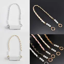 42cm Fashion Phone Case Universal Lanyard PU Leather Handbag Chain Women's Short Simulated Pearl Shoulder Strap Bag Accessories