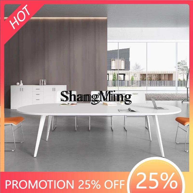 

SM new white conference table and chair combination simple modern staff dining table and chair negotiation