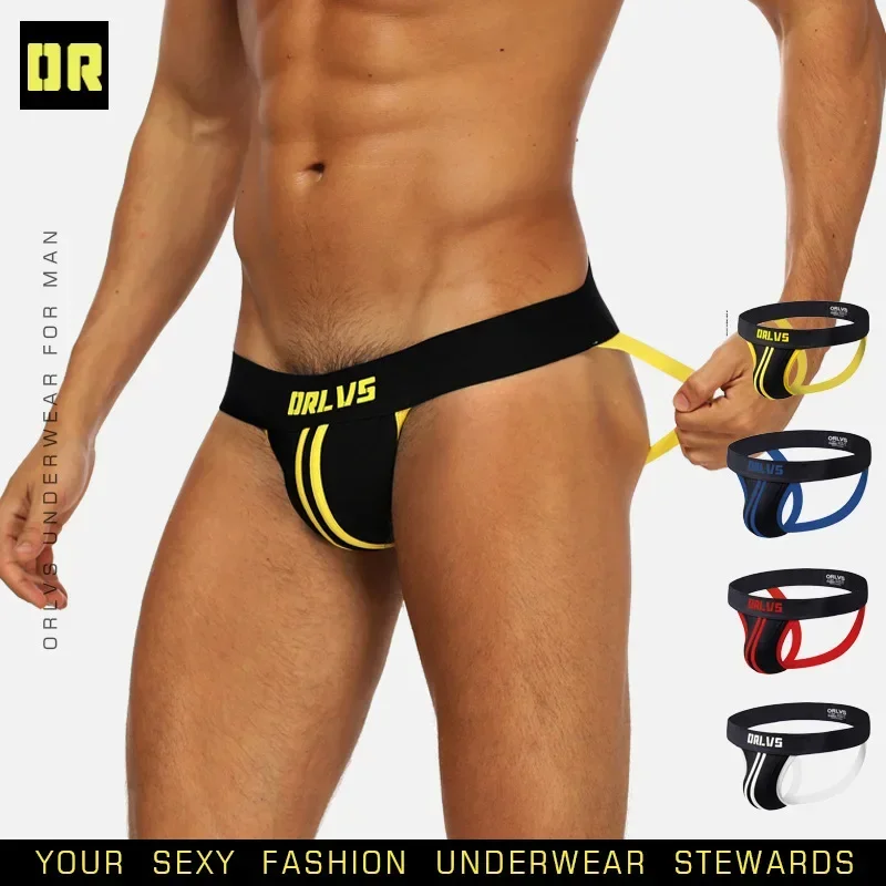 

tide brand foreign trade new men's underwear sexy T-shirt low-waisted fun double belt back empty gayOR166