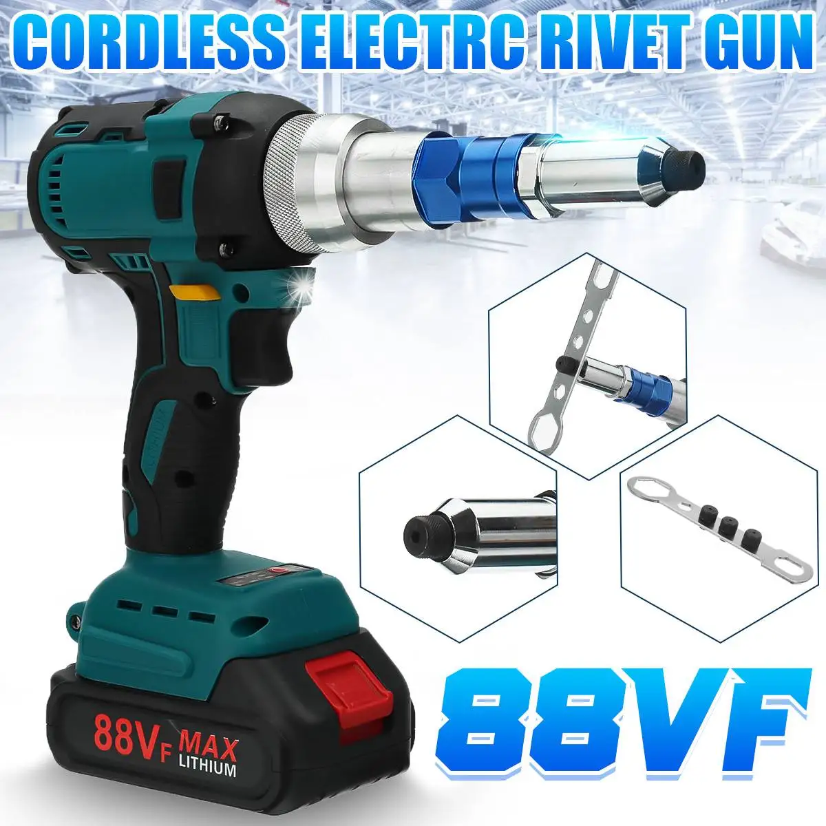 88VF Brushless ไฟฟ้า Rivet Gun ไร้สาย Rivet Nut ปืนเจาะใส่อัตโนมัติโลดโผนสำหรับ Makita 18V แบตเตอรี่ EU ปลั๊ก