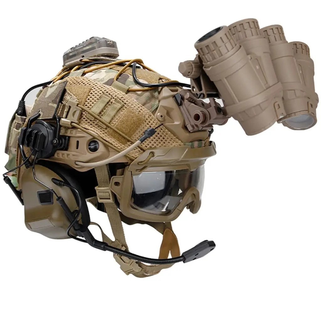 Tactische snelle helmset Verstelbare Airsoft-helm met headsetbril Batterijzakje NVG-model L4G24 voor CS Jacht Paintball