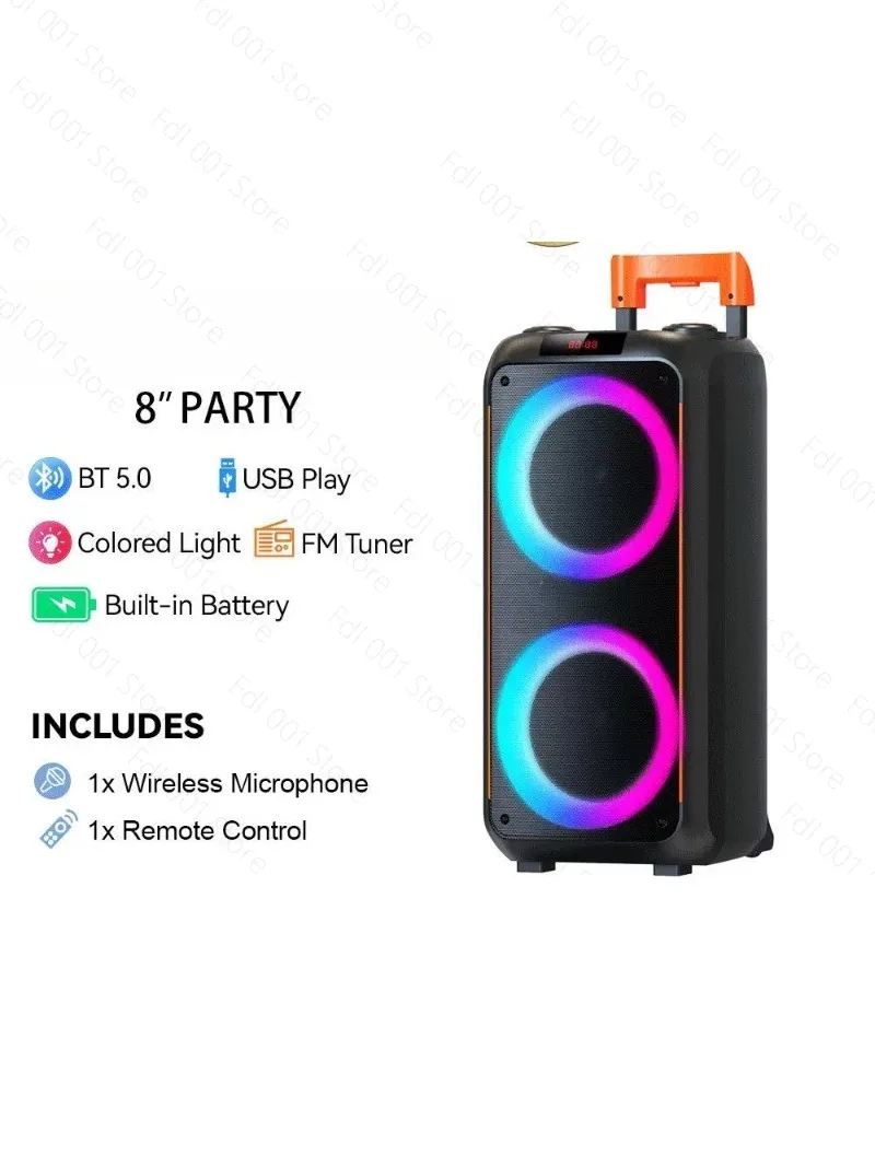 2026 Suitable for Sing-e ZQS8263 New Party Speaker LED Light Bluetooth Wireless Portable Speaker 8 Inch