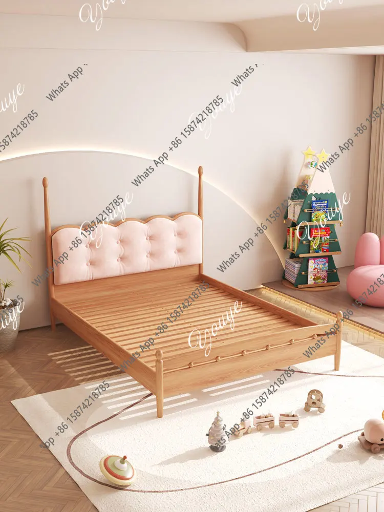 

Детская кровать J Biscuit из массива красного дуба, в скандинавском стиле, с обивкой из велюра, мягкая, для подростковой спальни