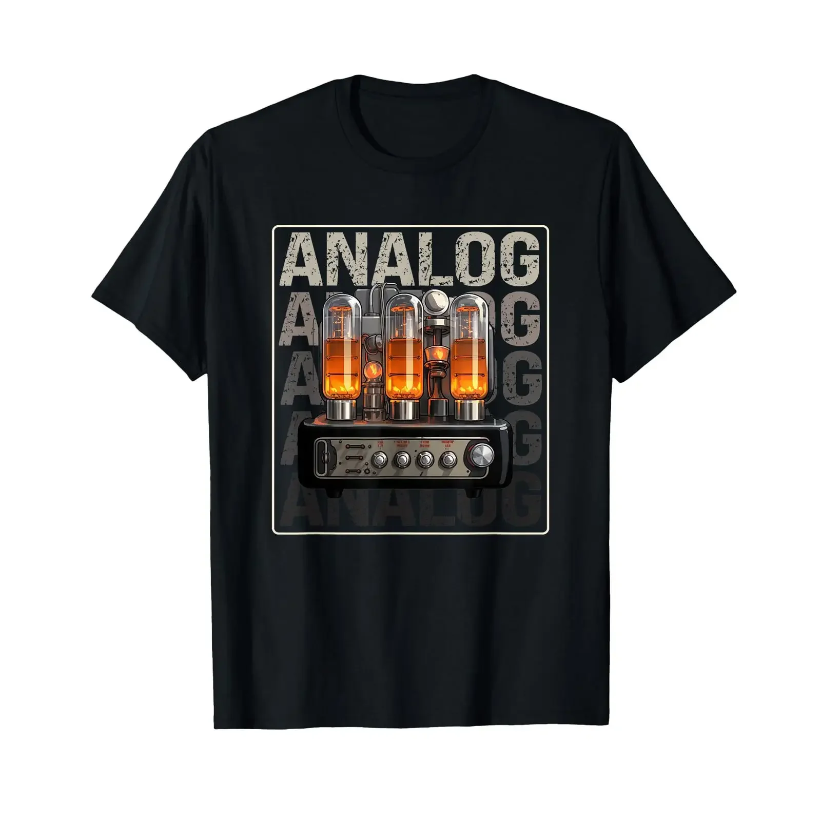 Analog Vacuum Tube T Shirt vintage Washed Soft Casual designer clothes fashion Stylish streetwear Top For Everyday Wear
