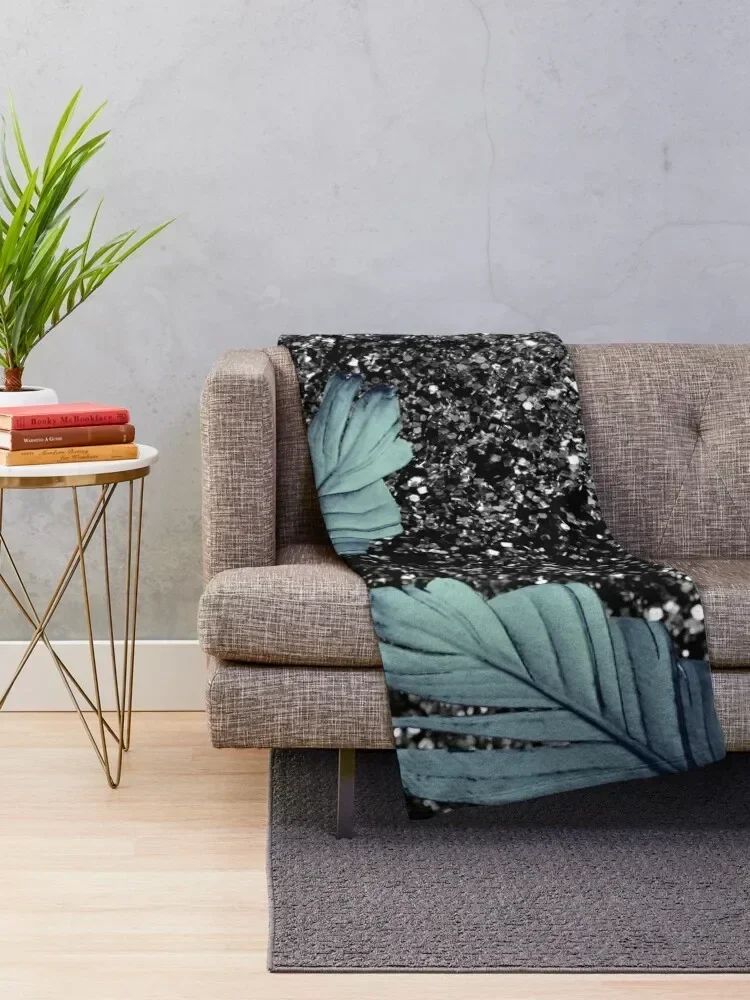 Banana Leaves Glitter Glam #5 (Faux Glitter) #shiny #tropical #decor #art Throw Blanket funny gift For Sofa Thin Blankets