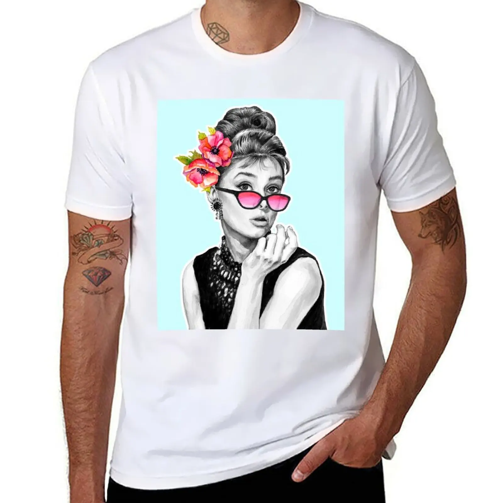 

Audrey Hepburn With Flowers - 9 T-Shirt man t shirts cotton cotton t shirt pack T-Shirt