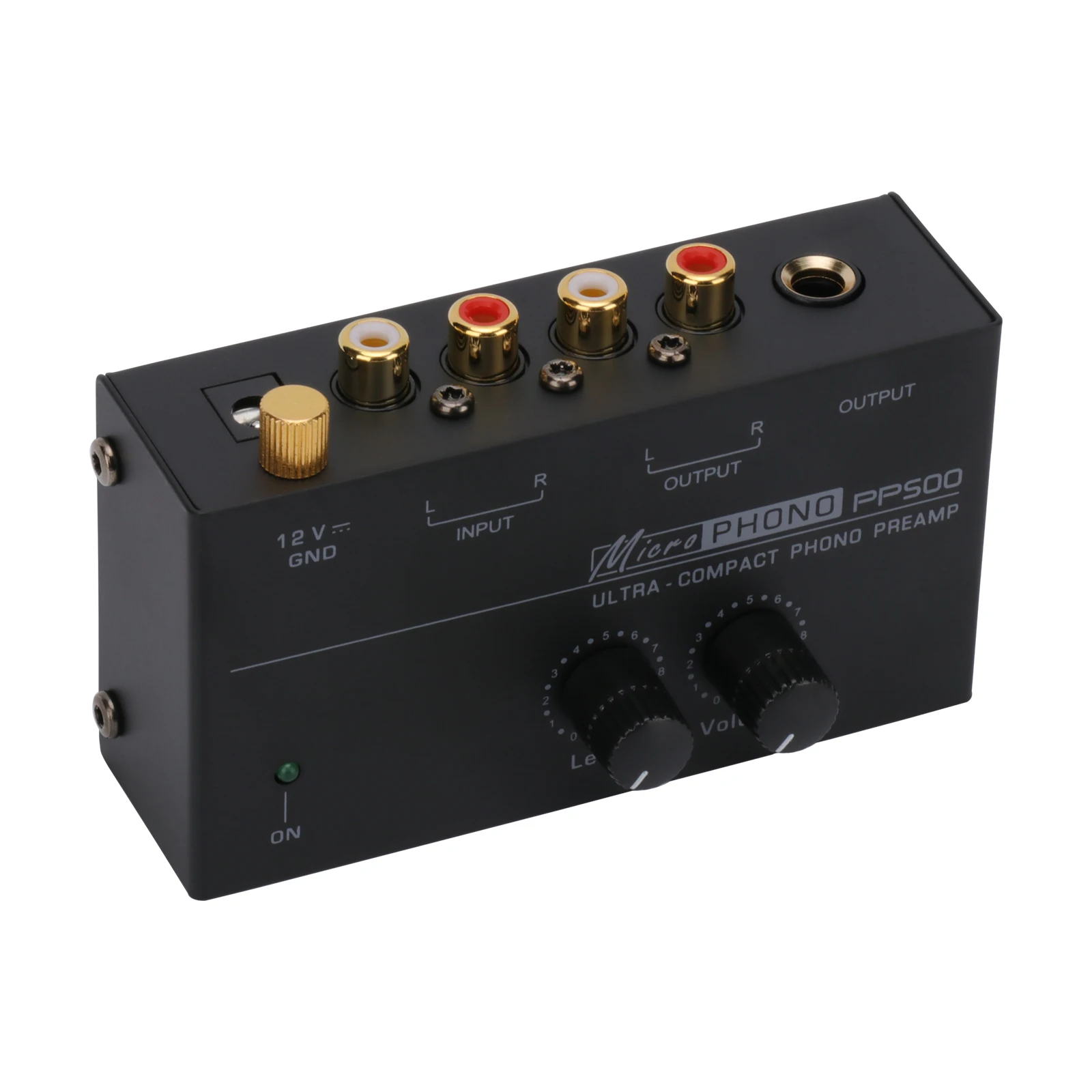 Ultra-compact Phono Preamp Preamplifier with Level & Volume Controls RCA Input & Output 1/4