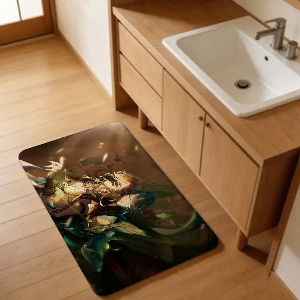 Genshin Impact Kaveh Alhaitham Hallway Carpet Washable Non-Slip Living Room Sofa Chairs Area Mat Kitchen Doormat Area Rug