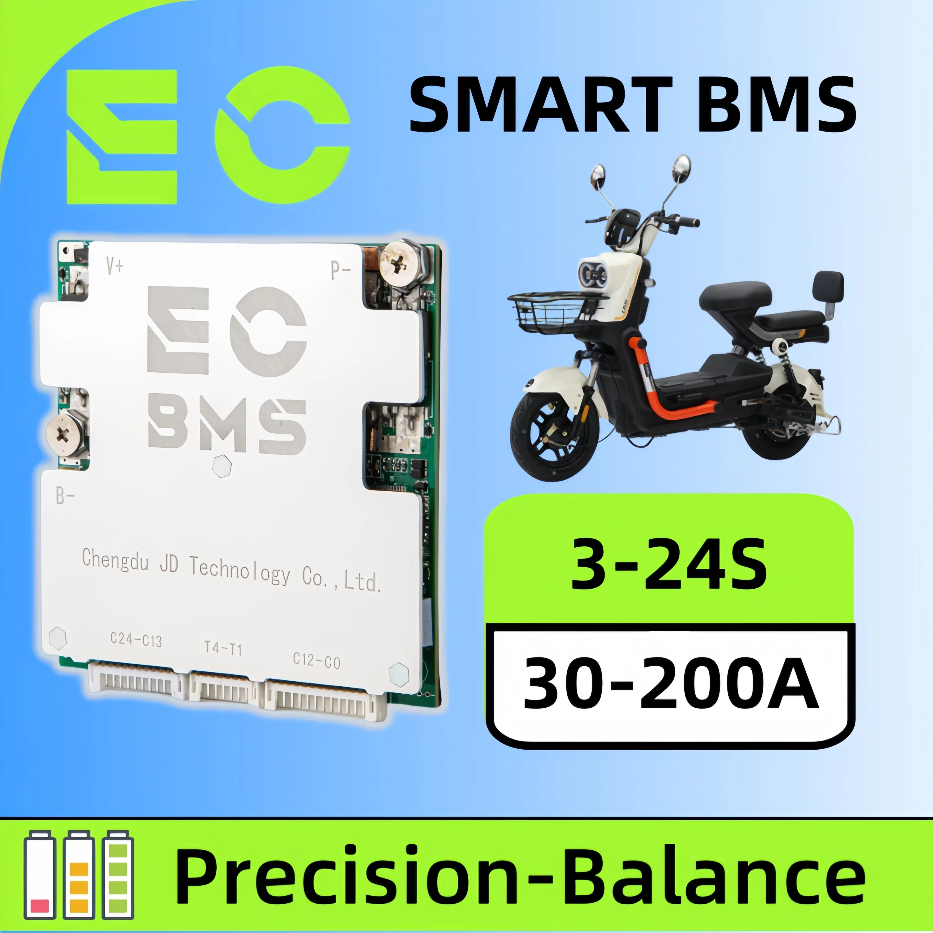 

ECBMS Vehicle BMS 10-24S 12V 24V LiFePO4 Li-ion 18650 40-120A High Temp Cutoff App Monitor Smart Boat Portable Battery System