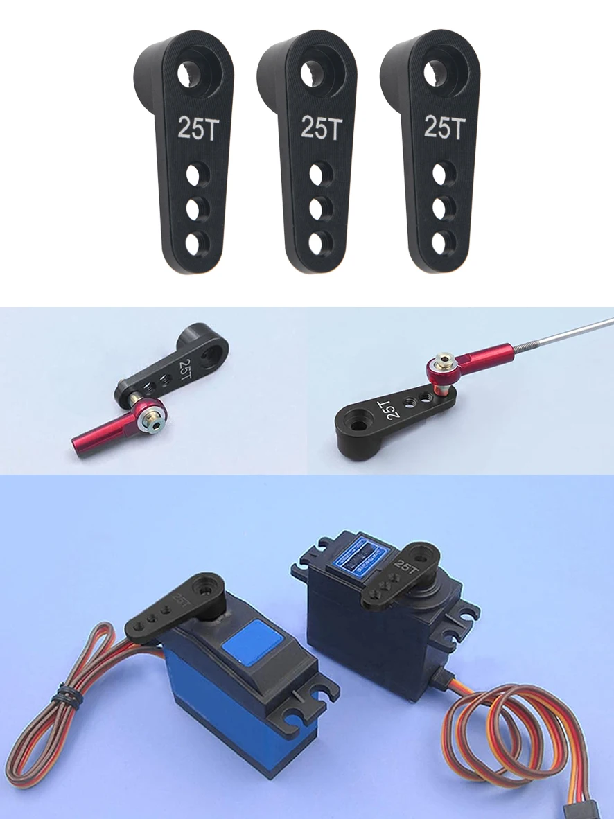 3Pcs Metal 25T Servo Horn 25 Teeth Steering Arm for Futaba Savox Power HD HSP Motor for Wltoys Traxxas Axial 1/8 1/10 Car Truck