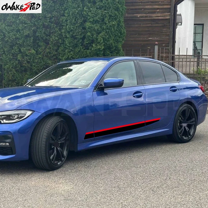 2 X Carbon Fiber For BMW 3 Series 2020+ G20 G21 Touring M340i 2021 2022 2023 2024 Vinyl Decal Door Side Stripes Skirt Sticker