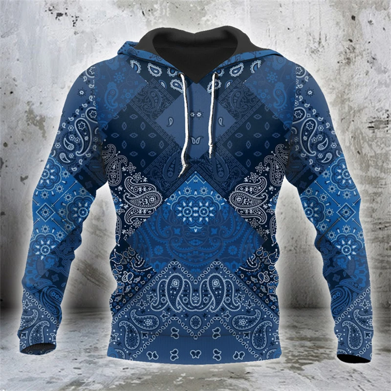 Nieuwe Heren Hoodie Bandana Streep 3d Print Mode Street Lange Mouw Capuchon Casual Jack Pullovers Outdoor Tops