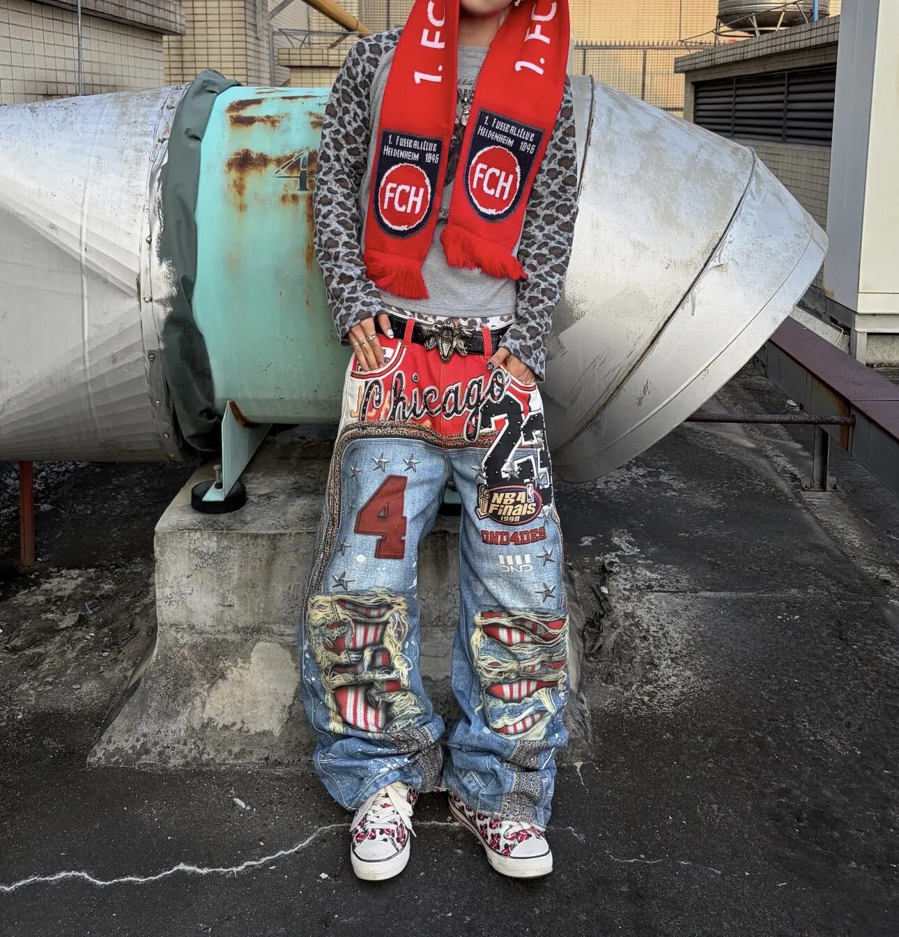 Ripped Jeans Hot Punk Embroidery Printed Baggy Jeans Men Heavy Craftsmanship Retro Style Wide Leg Pants hip-hop Goth Y2k Jeans