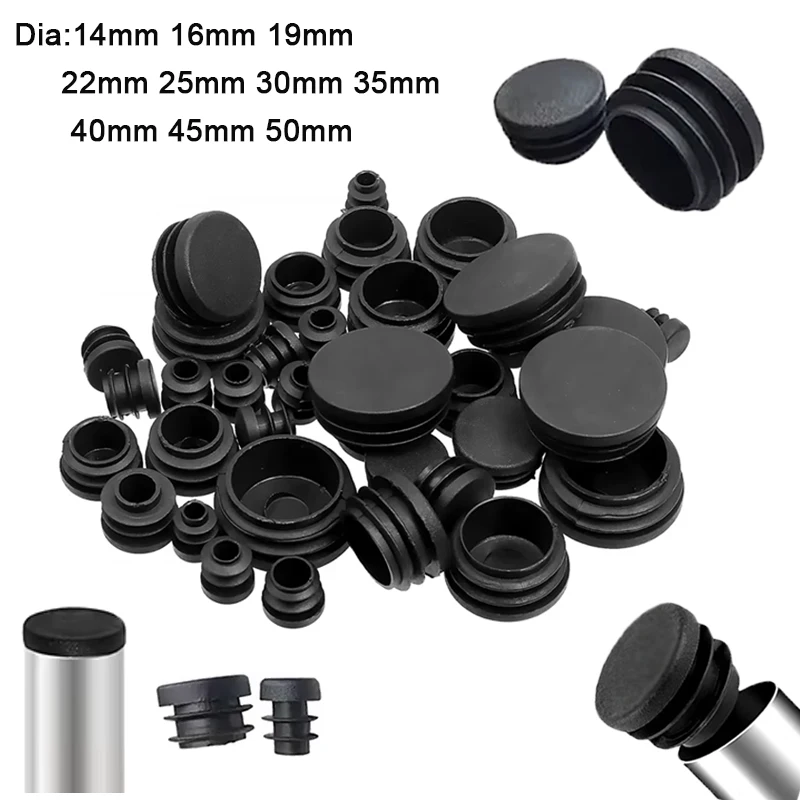 8/16/32pcs Round Steel Pipe Plastic Hole Plug Insert End Cap Furniture Chair Leg Cover Glide Protection Metal Tubing Alloy