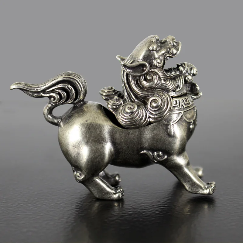 Brass Lion Incense Burner Mini Creative Decoration Metal Figurine Retro Home Lucky Beast Kirin Roaring Incense Burner Miniatures