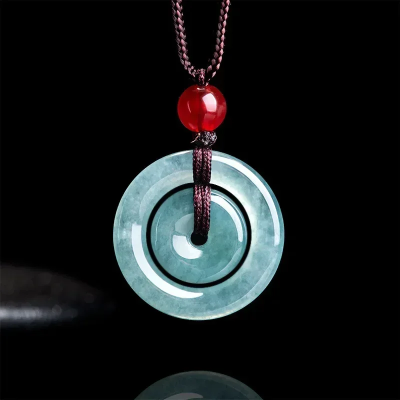 

Natural A-grade Jadeite Blue Water Safety Mother Buckle Jade Pendant Charms for Men's Charms Women's Jewelry Drop Shipping