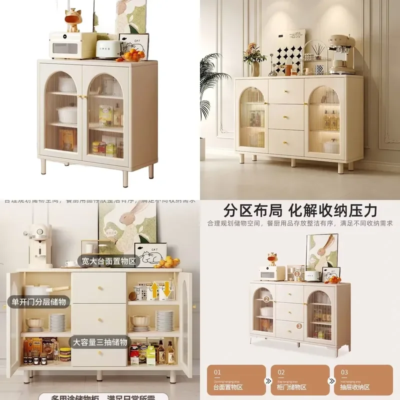 Wall Mounted Side Cabinet Multi Tier Storage Unit for Living Room Kitchen Pantry Organizer Compact Household Furniture