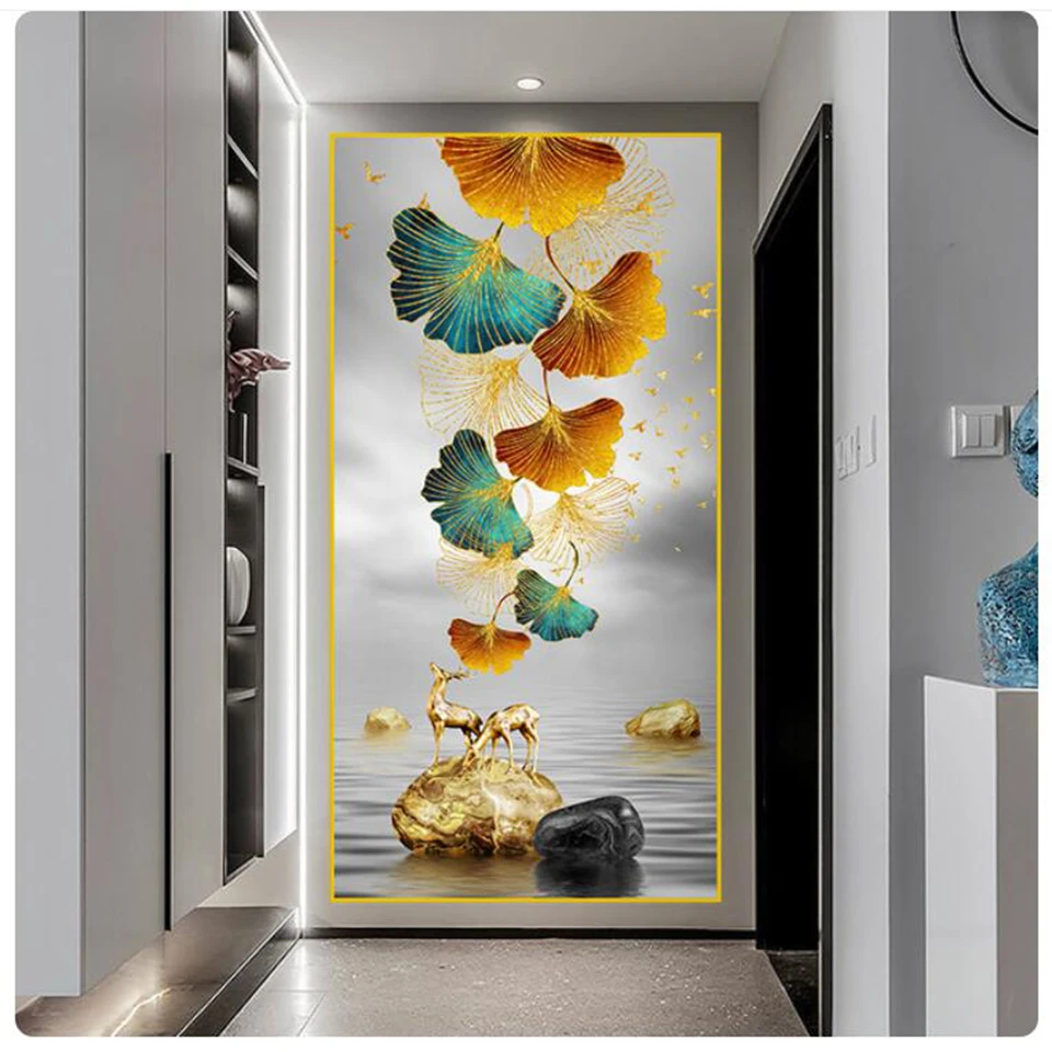 Large New Chinese Golden Deer Rich Tree Gold Luxury Flowers Diamond Painting New 2023 Diy Rhinestone Mosaic Embroidery Y1149