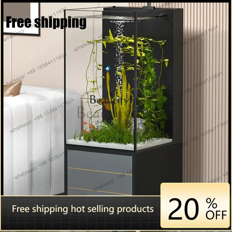 Factory DirectFish Tank Living Room Small 2024 New Base Cabinet Back Filter Super White Glass Fish Globe Floor Home