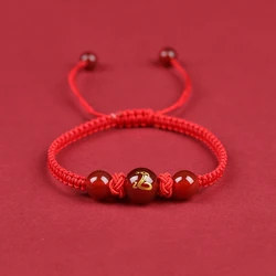 2025 Snake Year Lucky Red Rope Bracelet Zodiac Snake Adjustable Braided Hand Chain Women Fashion Jewelry Xmas New Year Gift