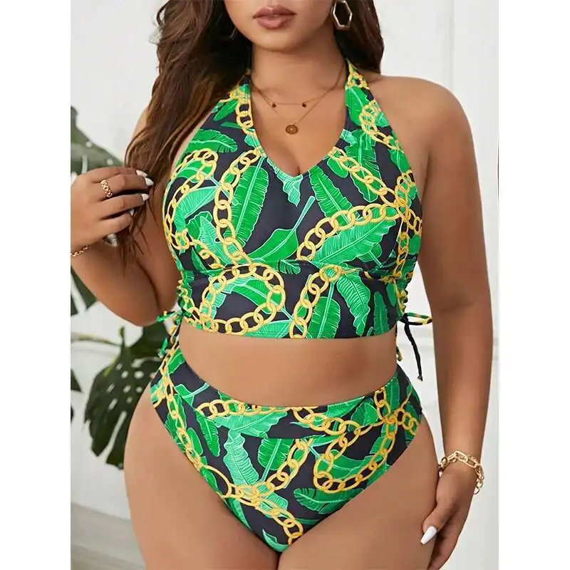 

Printed Plus Size Split Swimsuit for Women, Sexy Bikini, Gathered, Backless, High Waisted Bikini for Women Elegantes Casual Y2k