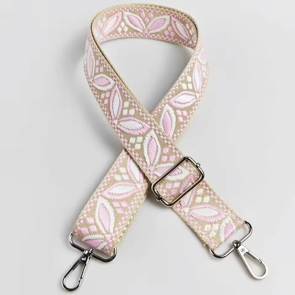 1 Stück 1,50 Zoll breiter, verstellbarer Handtaschenriemen, Ersatz-Umhängegurt, Schultergurt mit Magnolienmuster, Jacquard-Riemen – Detail 15